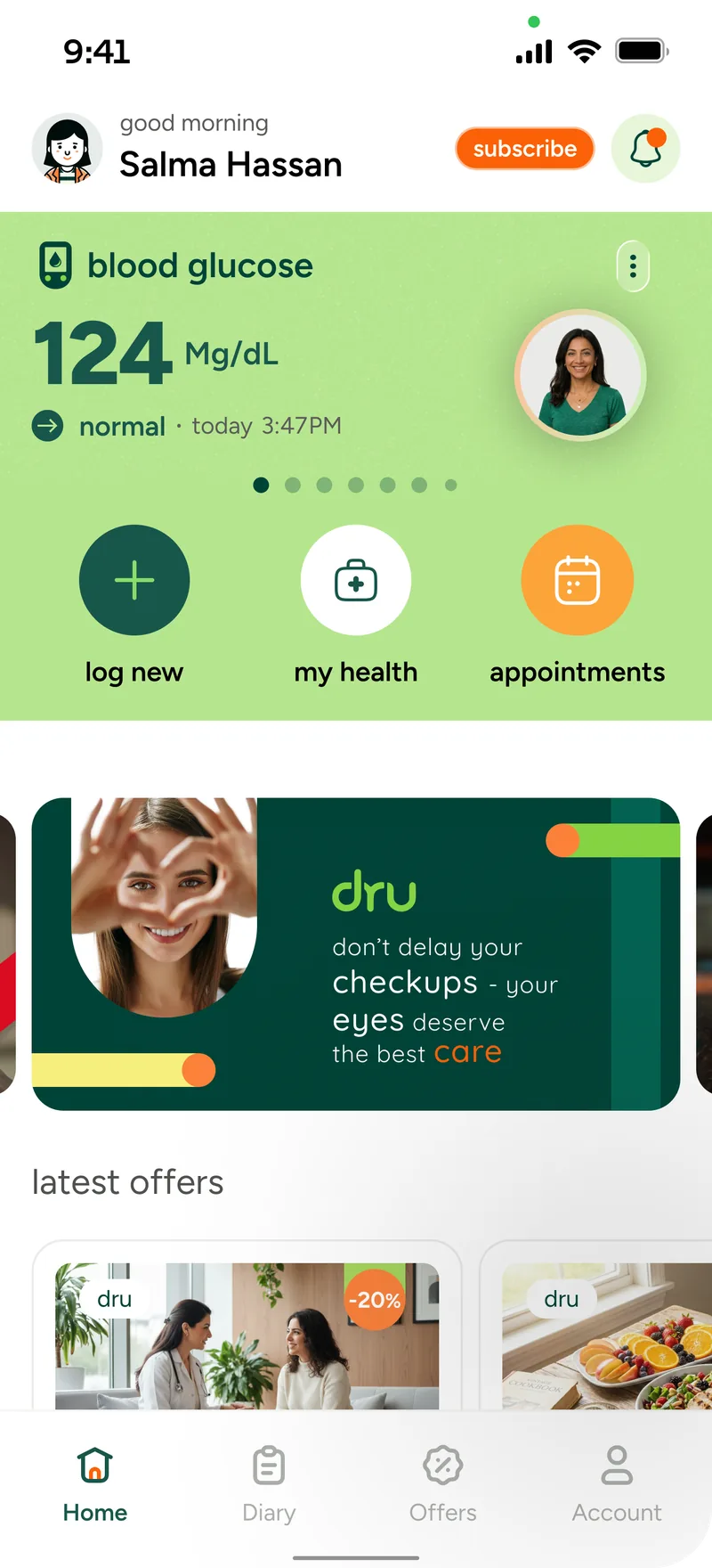 Dru App Home Screen